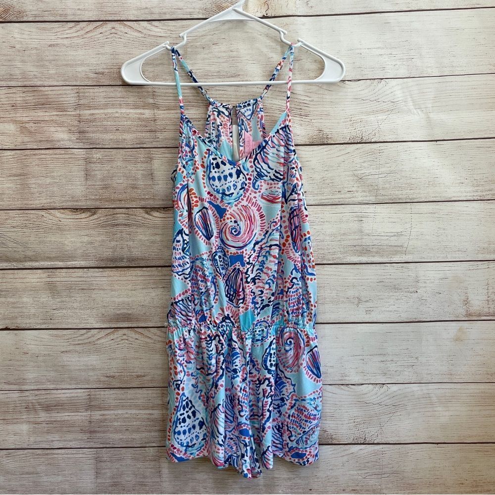 LILLY PULITZER FLORAL ROMPER IN BLUE